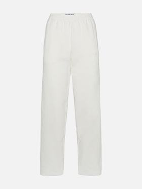 Pantaloni jogger in pile di cotone bianco sporco da donna Deena