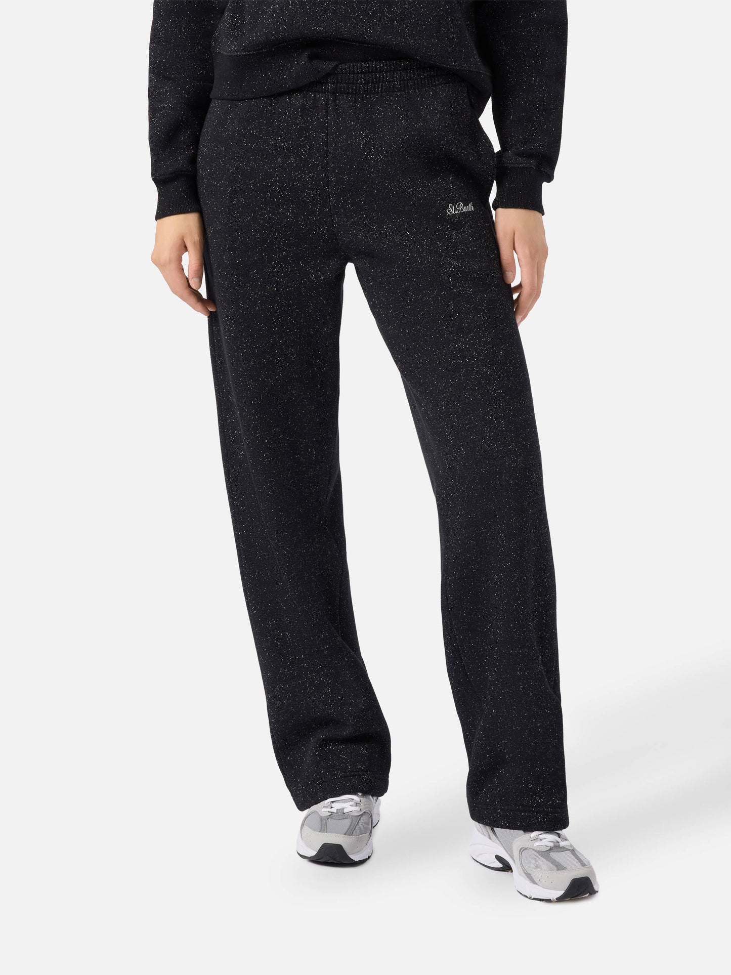 Deena straight-hem joggers in black lurex