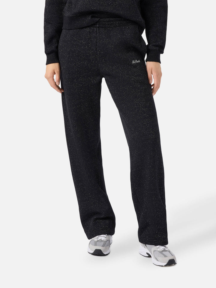 Joggers fondo dritto Deena lurex nero
