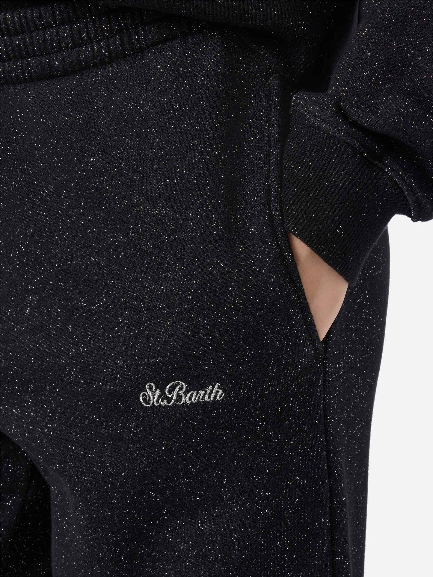 Deena straight-hem joggers in black lurex