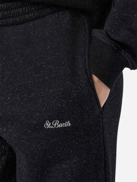 Deena straight-hem joggers in black lurex