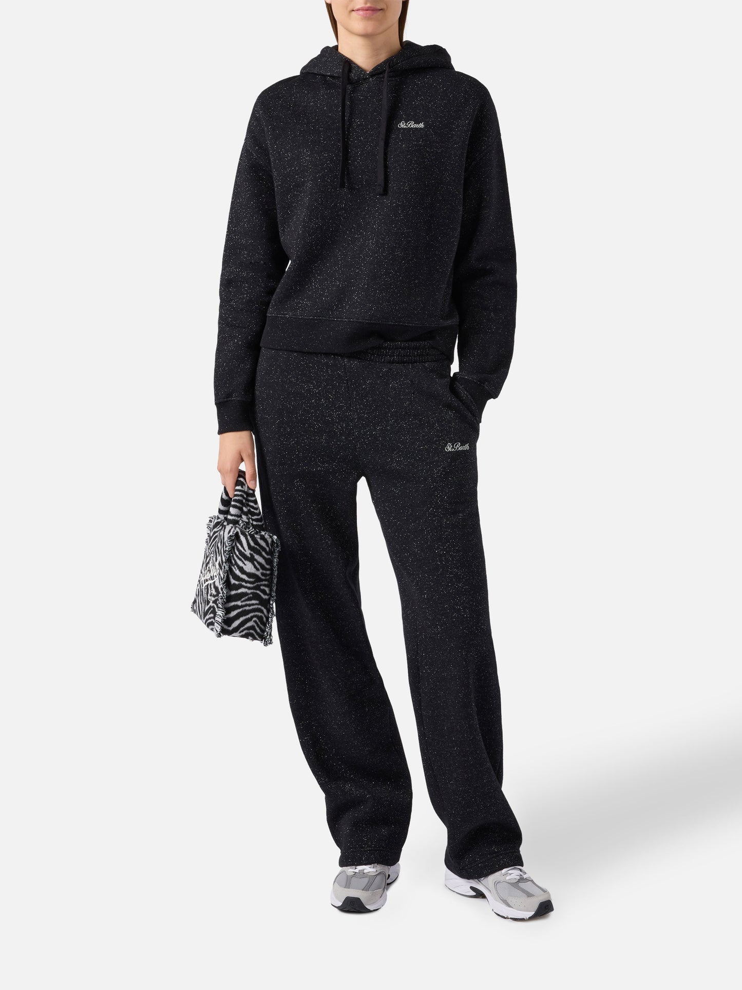 Deena straight-hem joggers in black lurex