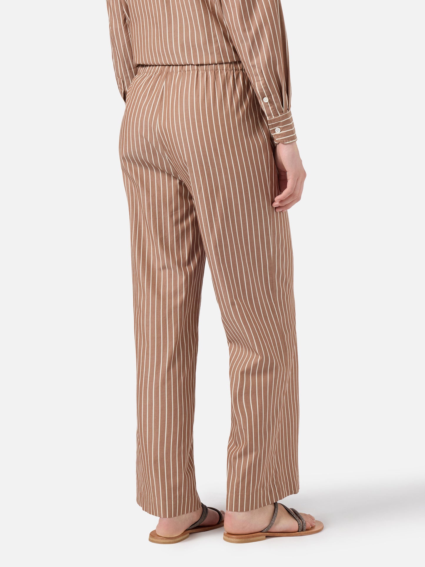 Beige striped Doha poplin trousers