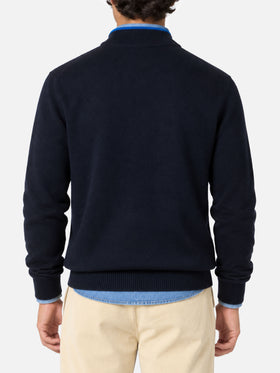 Polo in maglia blu navy in MISTO CASHMERE
