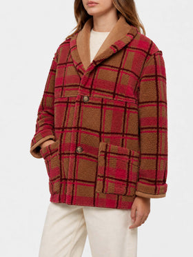 Dorys wendbare Jacke mit Shearling-Effekt im Tartan-Design 