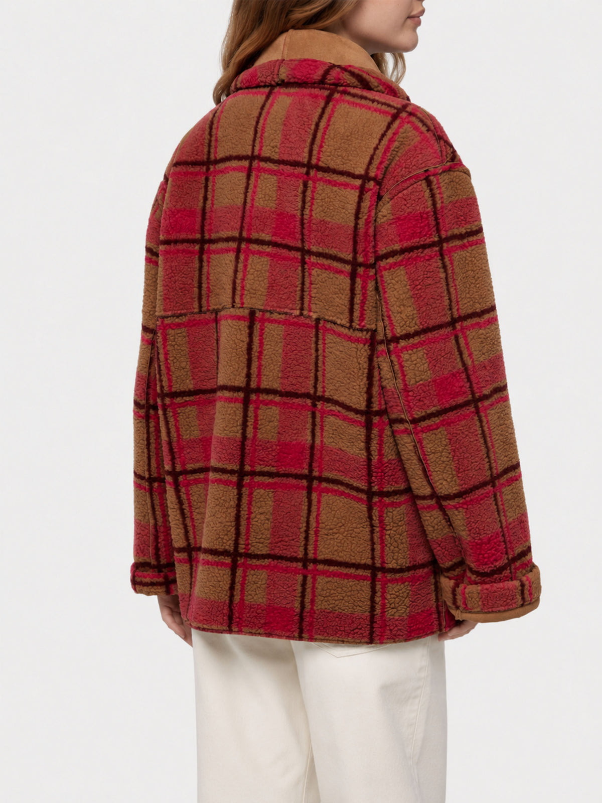 Dorys wendbare Jacke mit Shearling-Effekt im Tartan-Design 