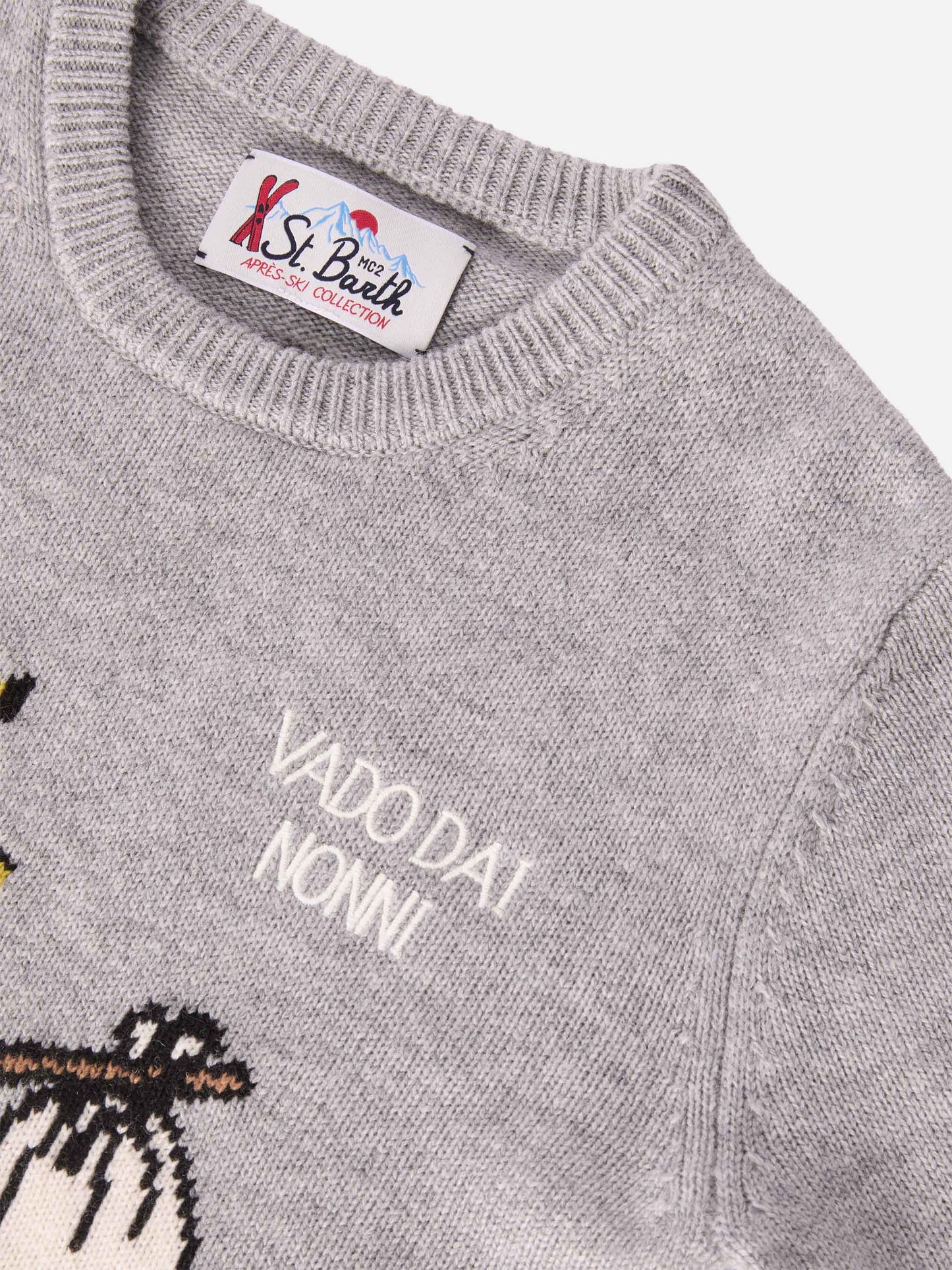 Pullover Douglas aus Kaschmirmischung mit Woodstock-Print und Vado dai Nonni-Stickerei | PEANUTS SONDEREDITION