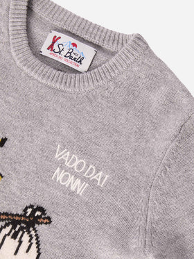 Pullover Douglas aus Kaschmirmischung mit Woodstock-Print und Vado dai Nonni-Stickerei | PEANUTS SONDEREDITION