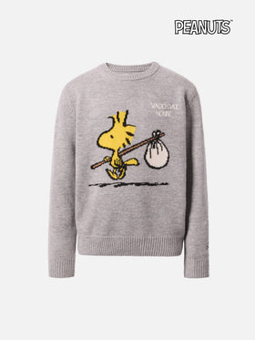 Pullover Douglas aus Kaschmirmischung mit Woodstock-Print und Vado dai Nonni-Stickerei | PEANUTS SONDEREDITION