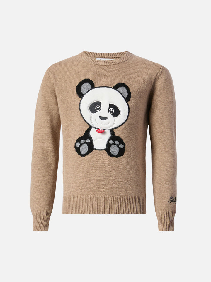 Girocollo Douglas in misto cashmere con patch Panda Trudi | TRUDI SPECIAL EDITION