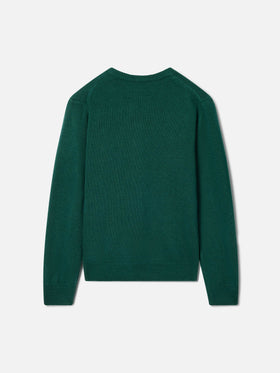 Green Douglas crewneck knit with Uncle's Favourite intarsia