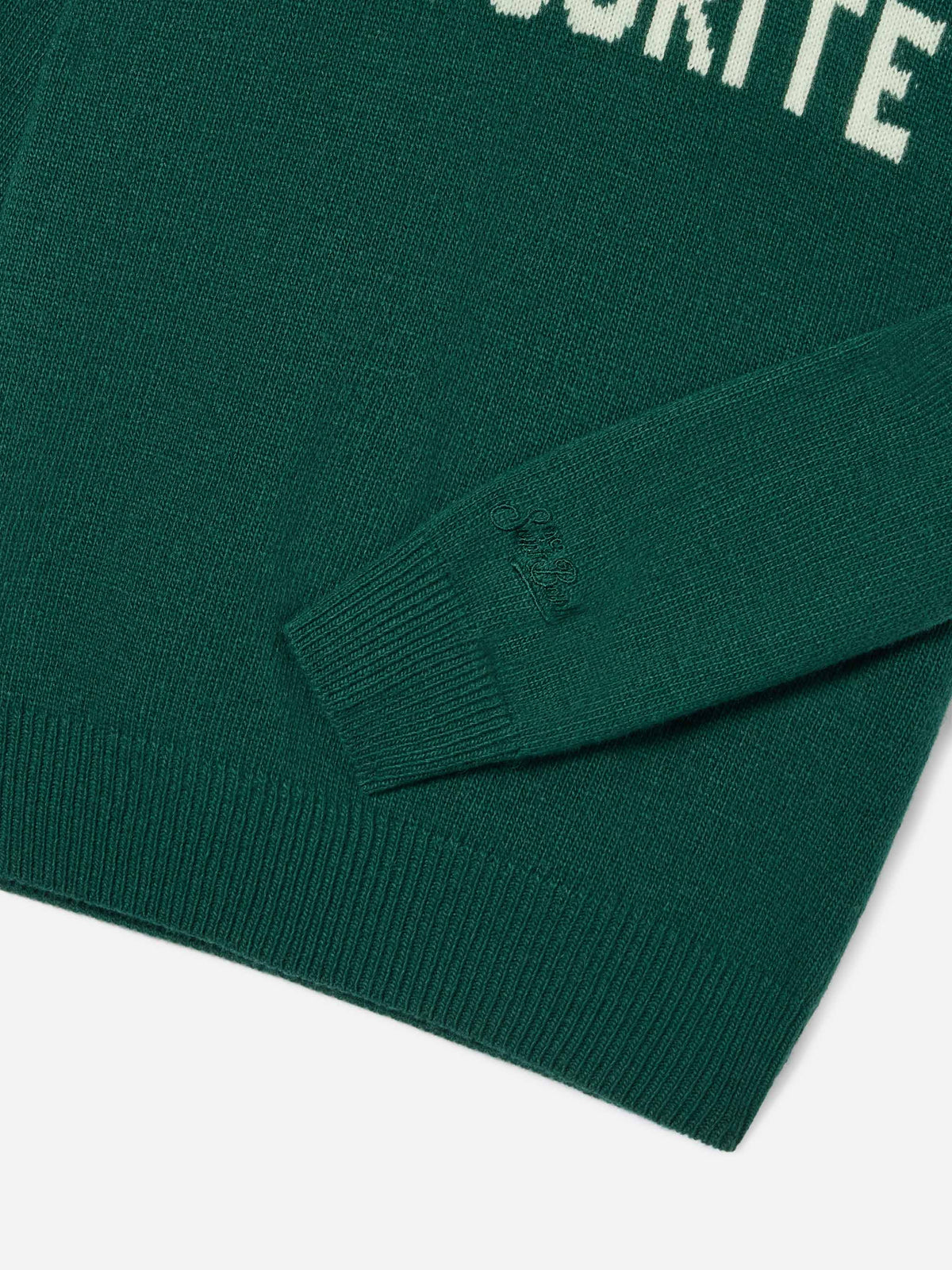Green Douglas crewneck knit with Uncle's Favourite intarsia