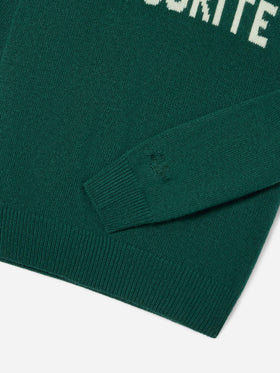 Green Douglas crewneck knit with Uncle's Favourite intarsia