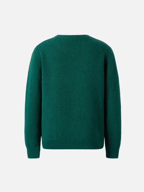 Grüner Pullover Douglas mit dem Jacquardmuster "Mein Vater ist zu cool".