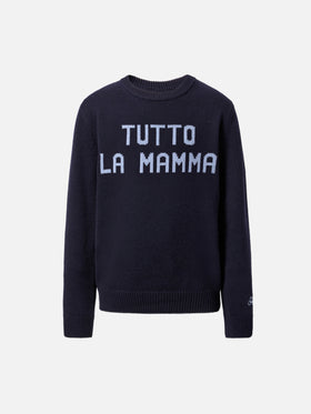 Navy blue sweater Douglas with Tutto la mamma jacquard