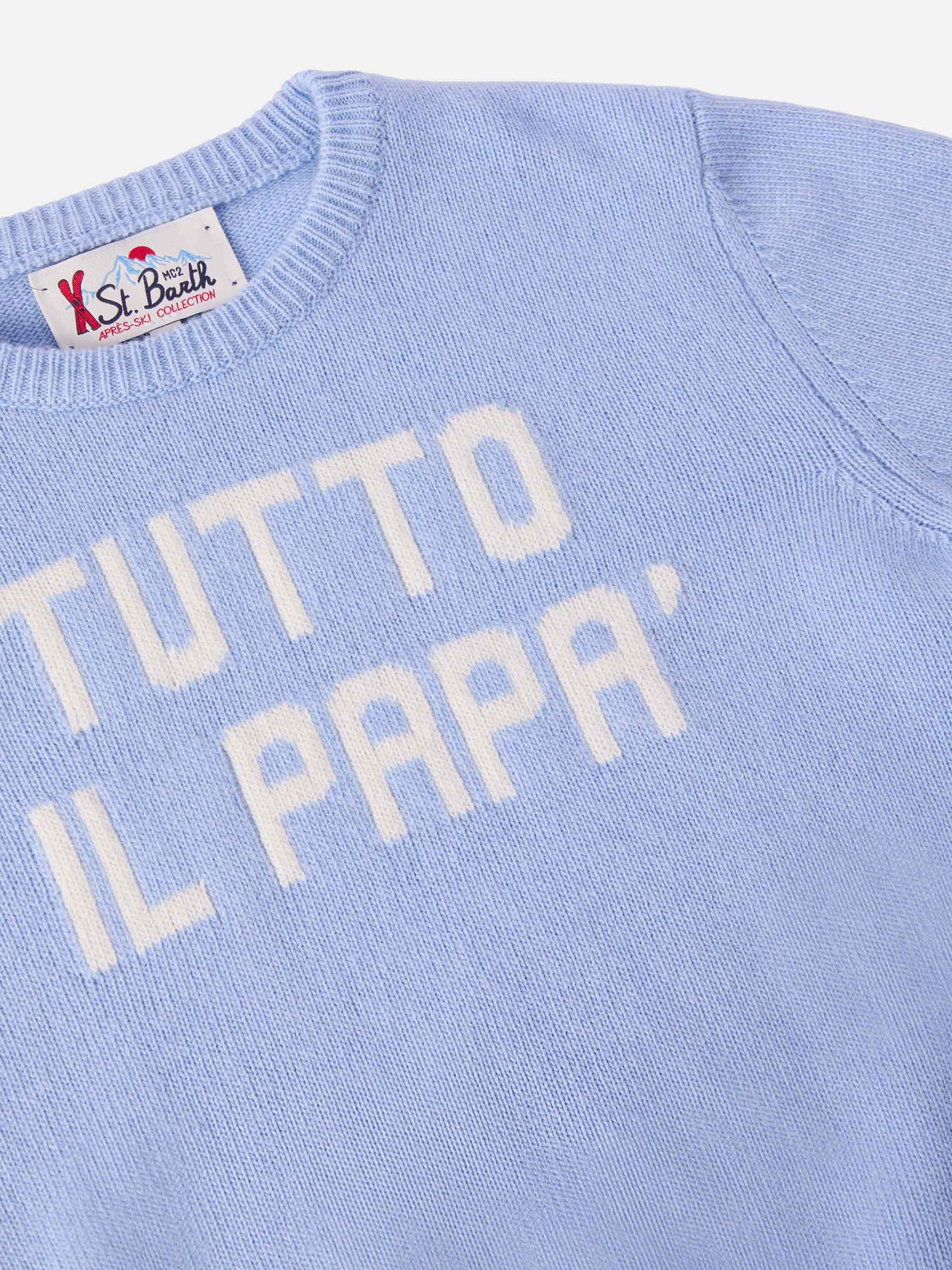 Hellblauer Rundhalspullover Douglas mit Tutto il papà-Jacquard