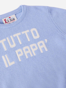 Hellblauer Rundhalspullover Douglas mit Tutto il papà-Jacquard