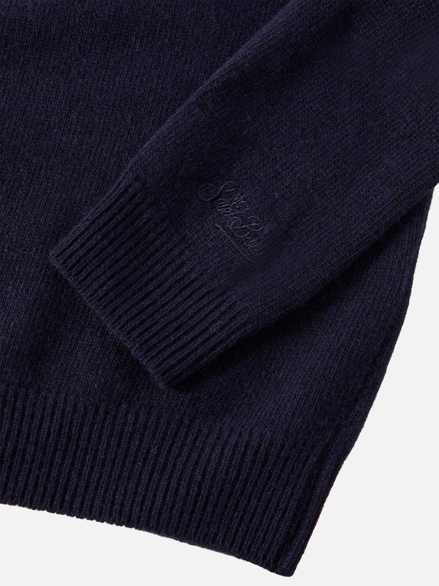 Marineblauer Rundhalspullover Douglas mit Bello e monello Jacquardmuster