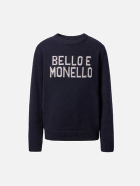 Marineblauer Rundhalspullover Douglas mit Bello e monello Jacquardmuster