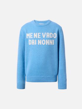 Pullover Douglas aus Kaschmirmischung mit Me ne vado dai nonni-Jacquard