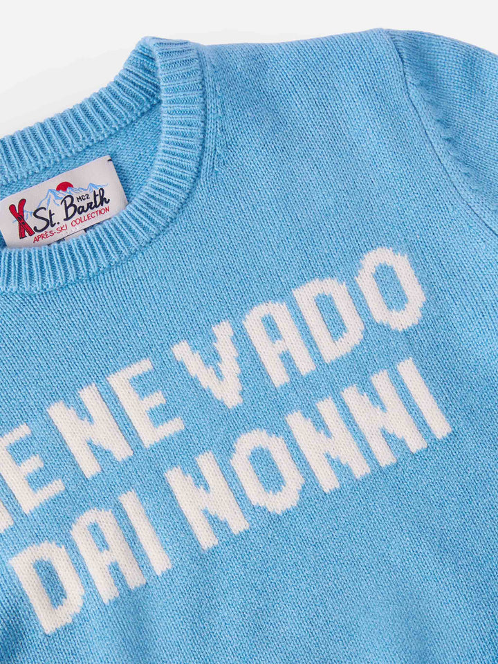 CrewneckDouglas in misto cashmere con jacquard Me ne vado dai nonni