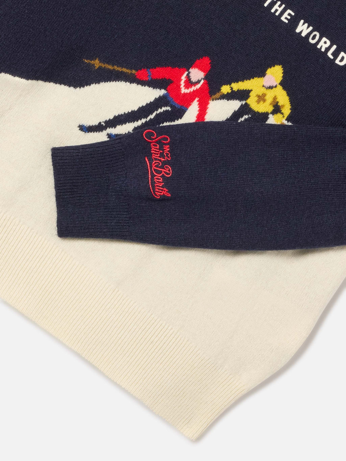 Navy blue Douglas crewneck knit with St. Moritz intarsia and embroidery | Special edition