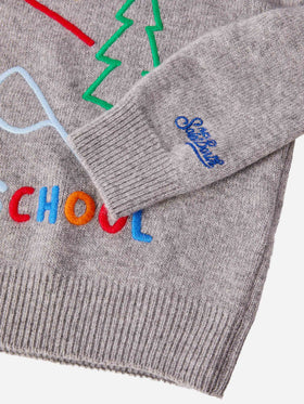 Pullover Douglas aus Kaschmirmischung mit der Stickerei "Zu kalt für die Schule".