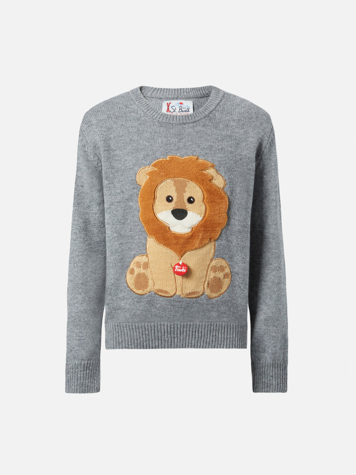 Girocollo Douglas in misto cashmere con patch Leone Trudi | TRUDI SPECIAL EDITION