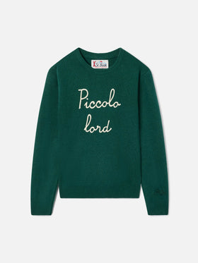 Green Douglas crewneck knit with Piccolo Lord embroidery