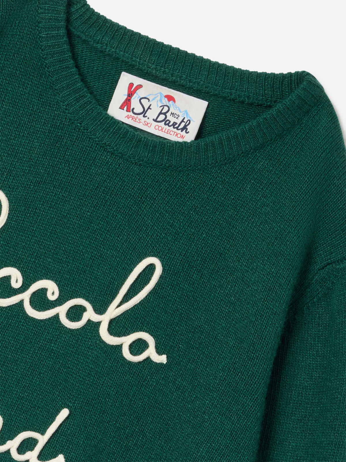 Green Douglas crewneck knit with Piccolo Lord embroidery