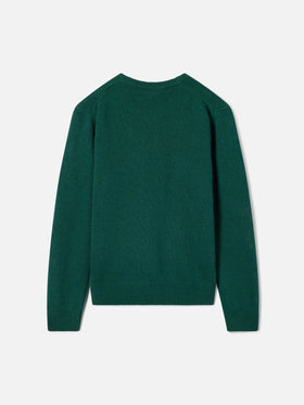 Green Douglas crewneck knit with Piccolo Lord embroidery