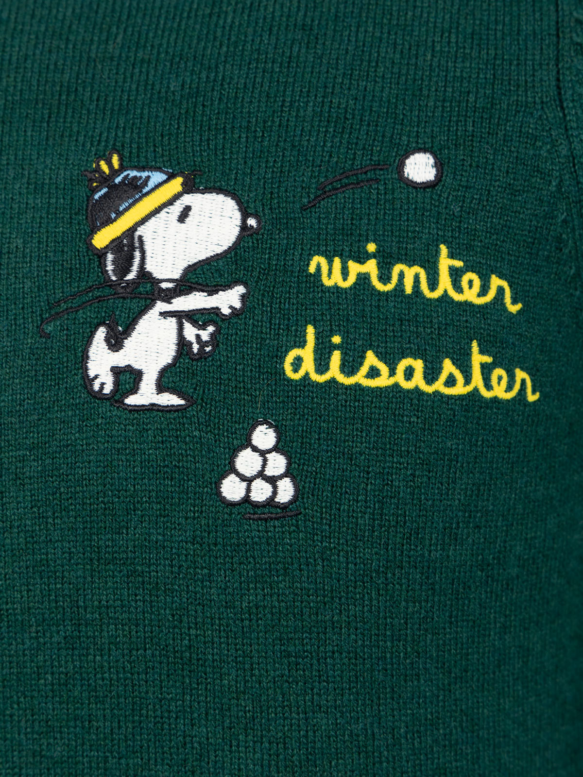 Boy green crewneck sweater Douglas Light with Snoopy snowball embroidery | SNOOPY PEANUTS SPECIAL EDITION - MC2 Saint Barth