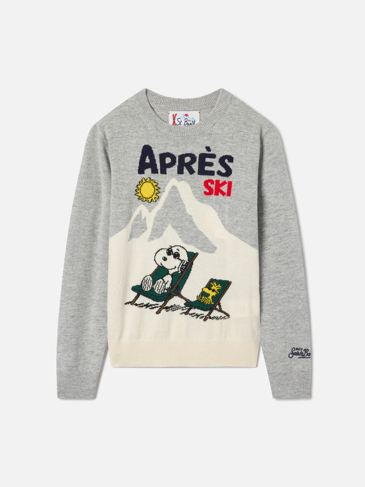 Grey Douglas crewneck knit with Snoopy intarsia | Special edition