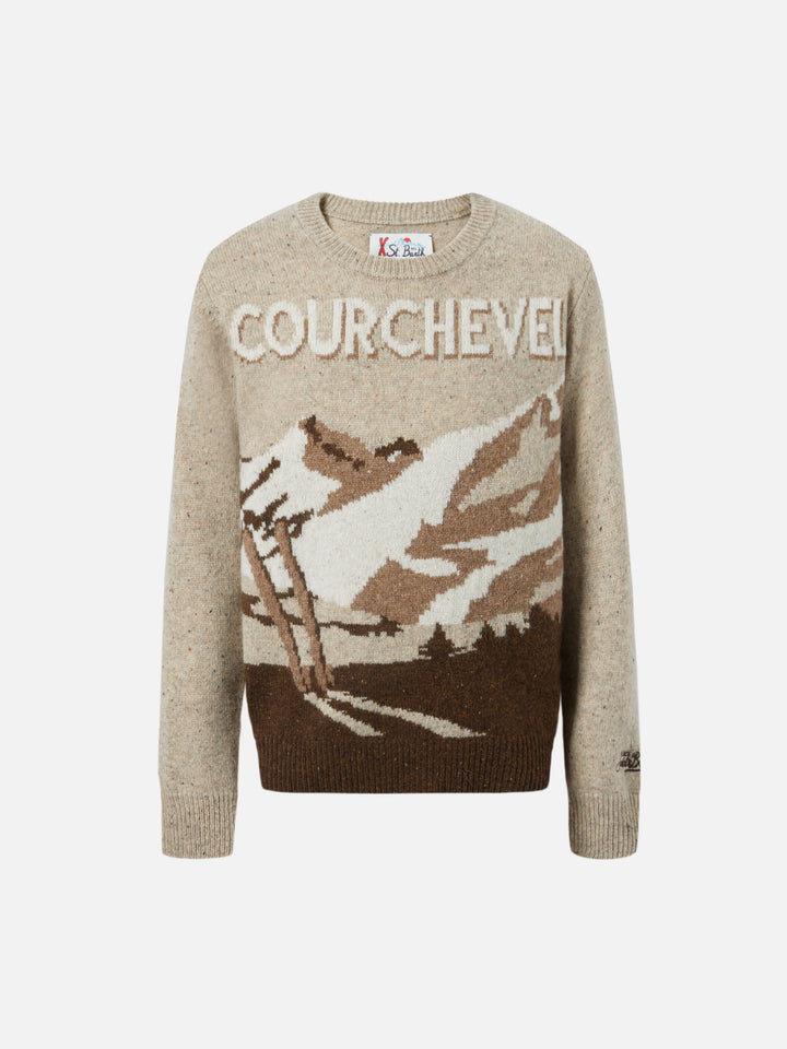 Crewneck Douglas with Courchevel postcard jacquard