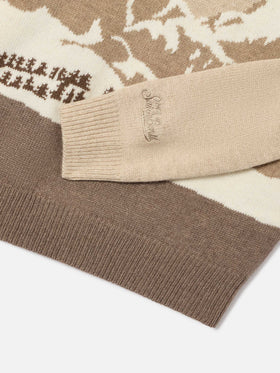 Beiger Douglas Rundhals-Strickpullover mit Cortina-Intarsie 