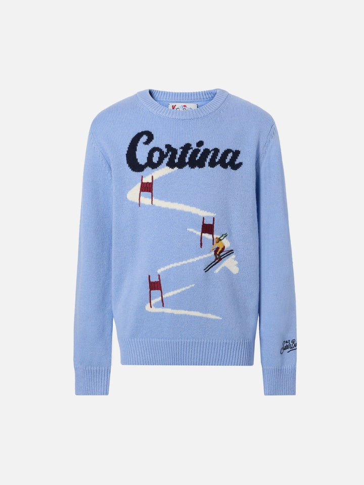 Girocollo Douglas in misto cashmere con jacquard Cortina