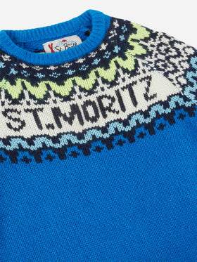 Alpaca sweater Douglas  with fair-isle and St. Moritz jacquard