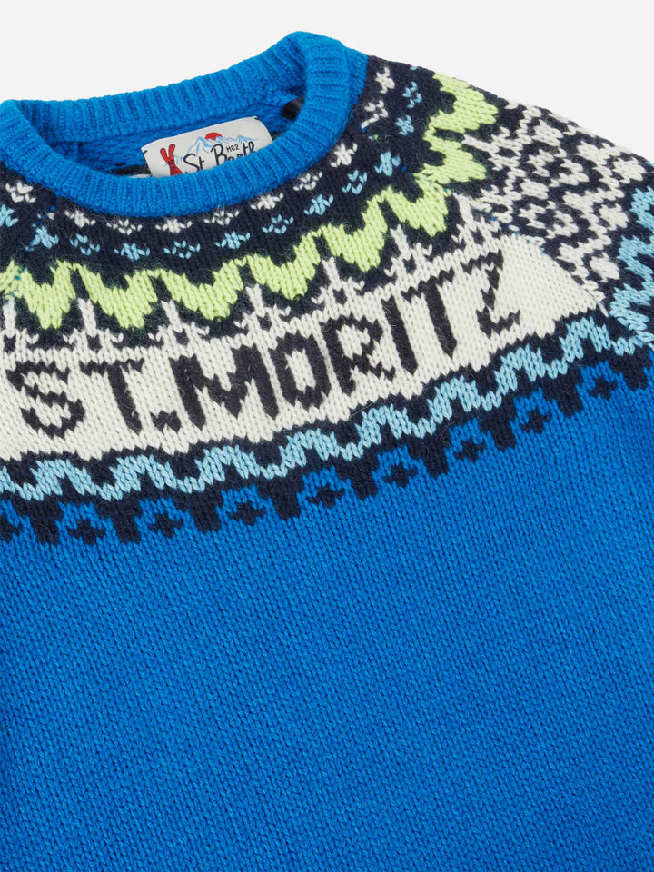 Alpaca sweater Douglas  with fair-isle and St. Moritz jacquard