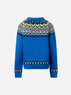 Alpaca sweater Douglas  with fair-isle and St. Moritz jacquard