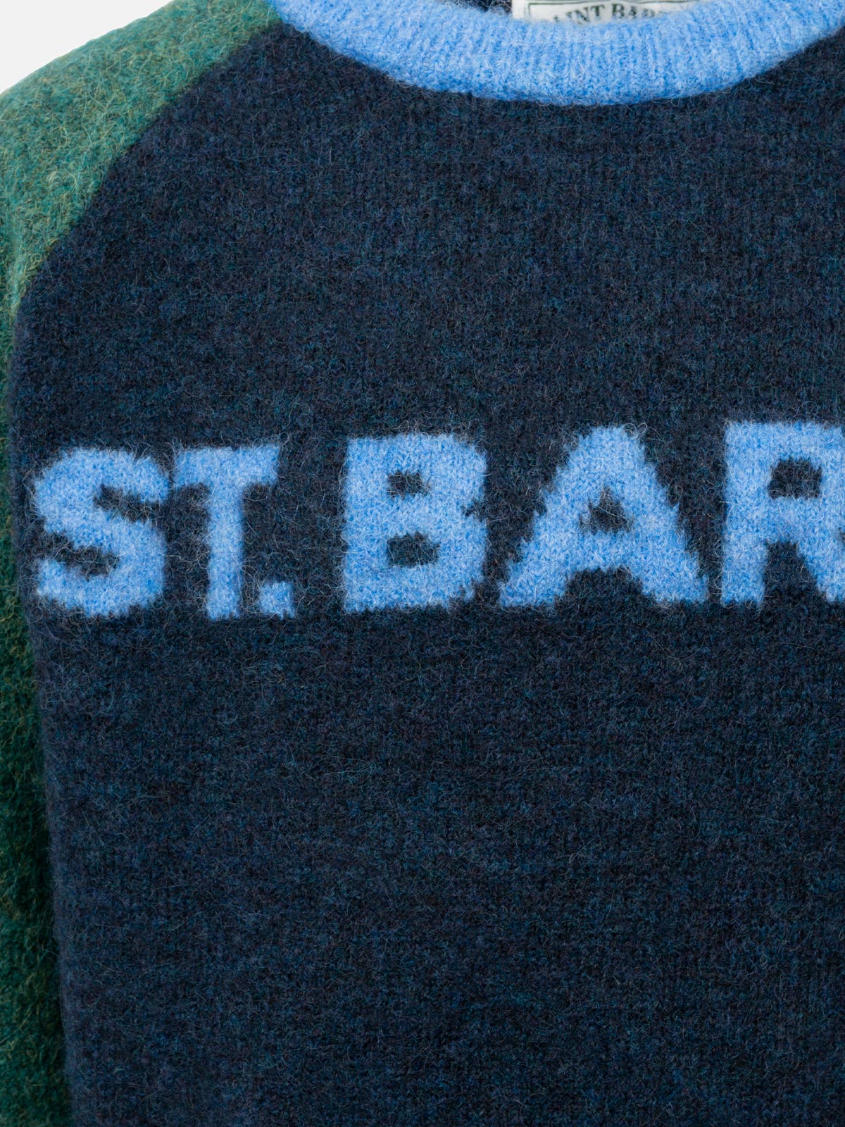 Boy blue and green crewneck sweater Douglas with St. Barth print - MC2 Saint Barth