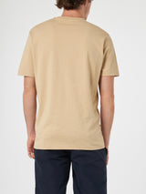 T-shirt da uomo Dover in jersey di cotone beige con ricamo St. Barth