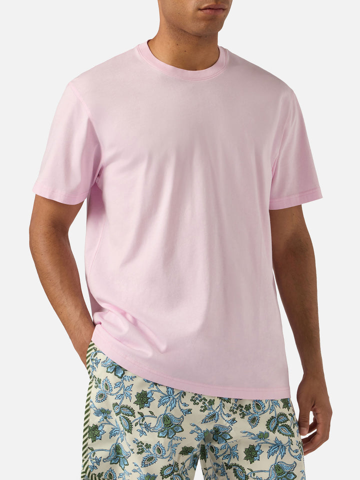 T-shirt Dover rosa in cotone con ricamo logo
