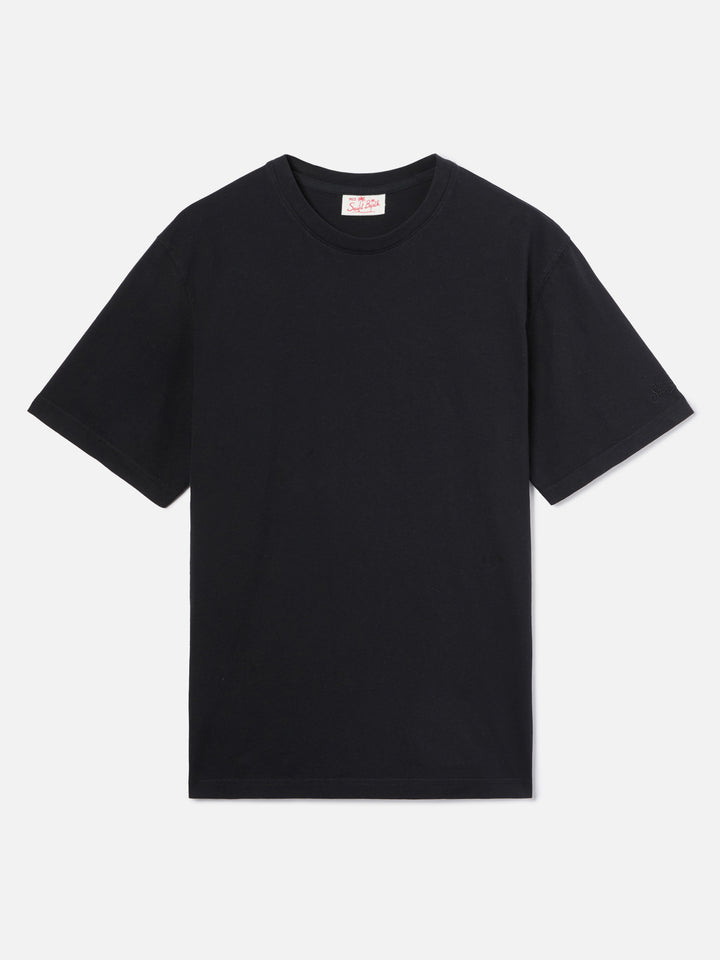 T-shirt Dover nera in cotone con ricamo logo