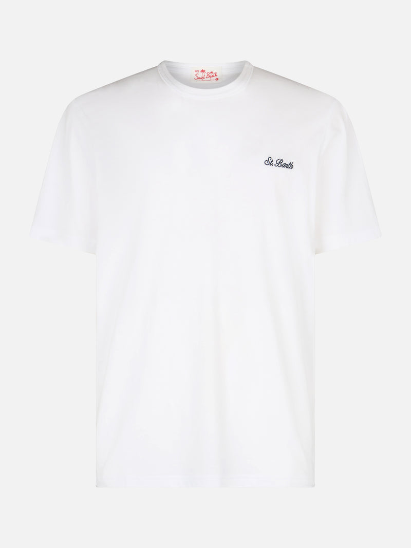 Man white cotton jersey t-shirt Dover with St. Barth embroidery