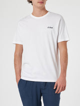 T-shirt da uomo Dover in jersey di cotone bianco con ricamo St. Barth