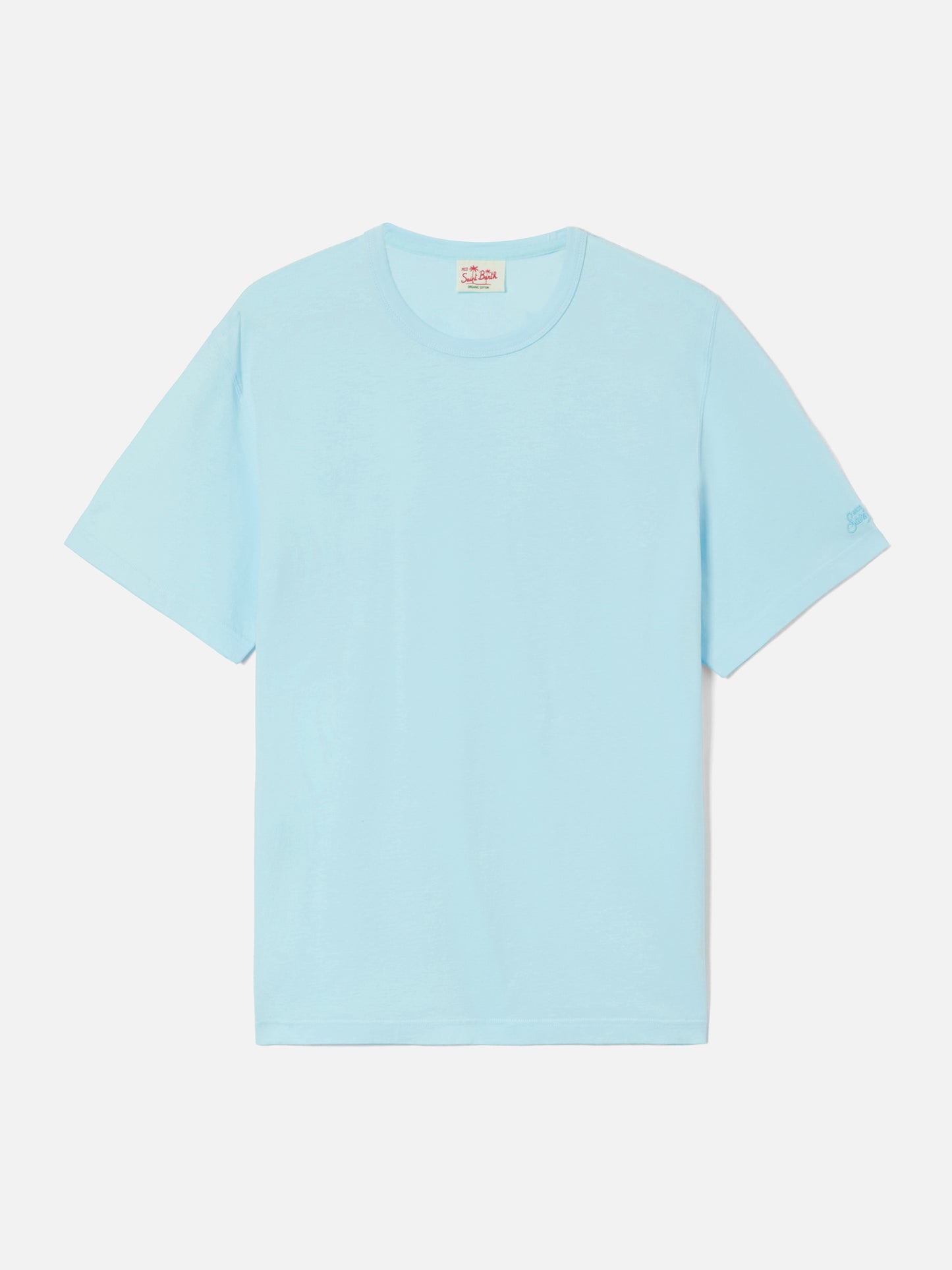 T-shirt Dover verde acqua in cotone con ricamo logo