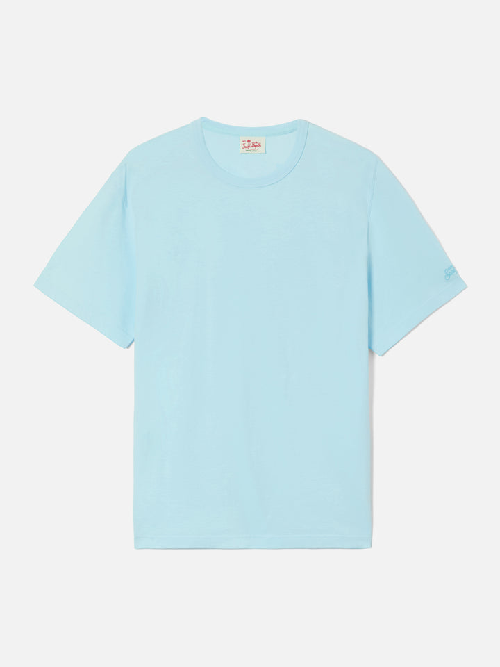 T-shirt Dover verde acqua in cotone con ricamo logo