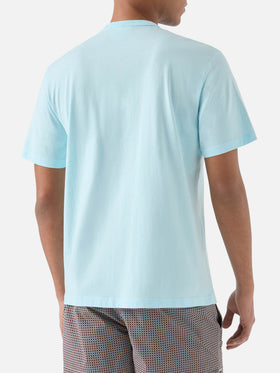 T-shirt Dover verde acqua in cotone con ricamo logo