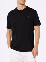 T-shirt nera da uomo in jersey di cotone Dover con ricamo St. Barth