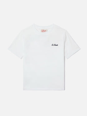 White Dover Jr t-shirt in pure cotton with embroidered logo